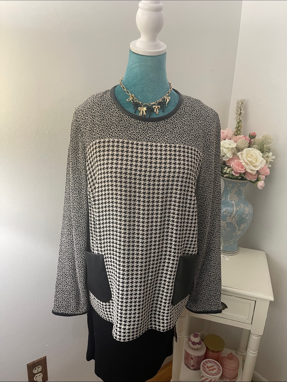 MaxMara Weekend Black & Tan Patterned Blouse